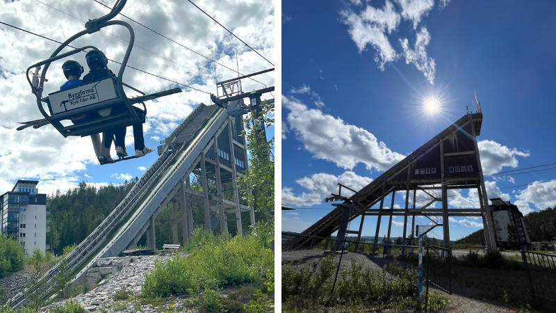 Liften på väg upp till hoppbacken i Örnsköldsvik. Foto: Linda Fries Åman.