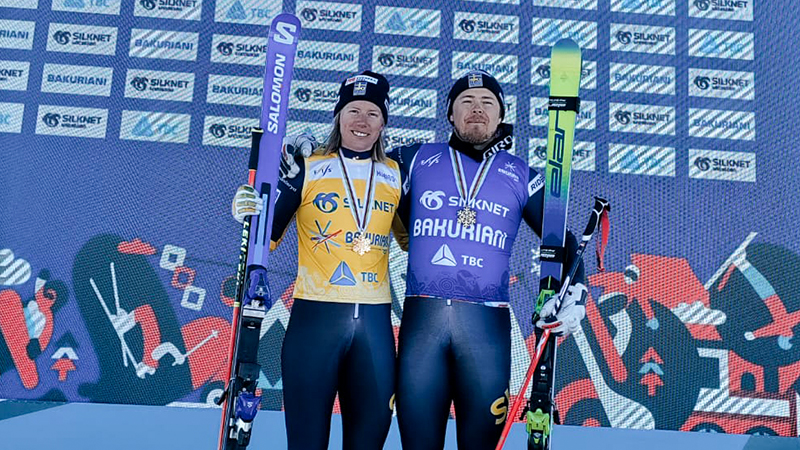 Sandra Näslund Erik Mobärg efter VM-medaljerna i Bakuriani Georgien 2023.