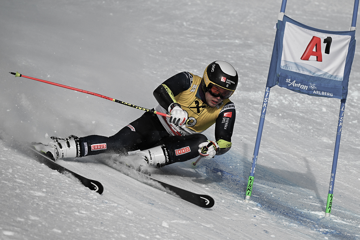 Adam Hofstedt tävlar under alpina junior-VM 2023.
