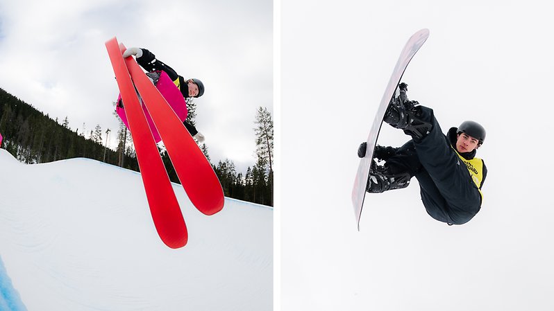 Totalledarna Luna Ekroth (dam freeski) och Mille Kåhrström (herr snowboard). Foto: Daneil Bernstål.