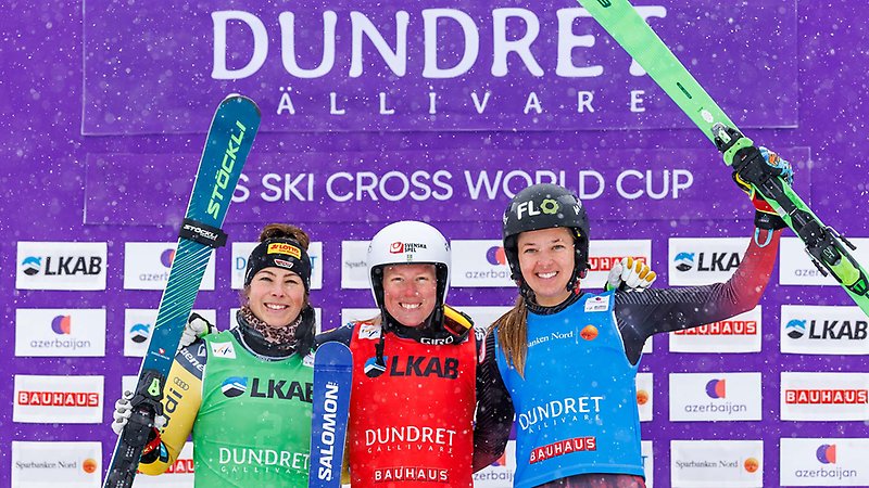 Sandra Näslund dubbelsegrar i Dundret. Foto: Bildbyrån