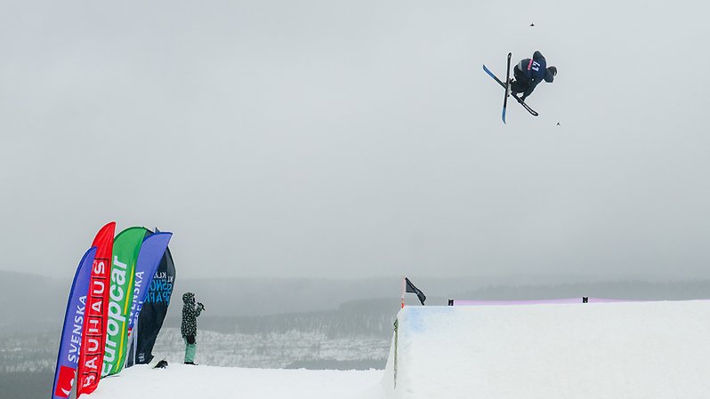 Hugo Aspehult tog hem tredjeplatsen i big air på SM. Foto: Daniel Bernstål.